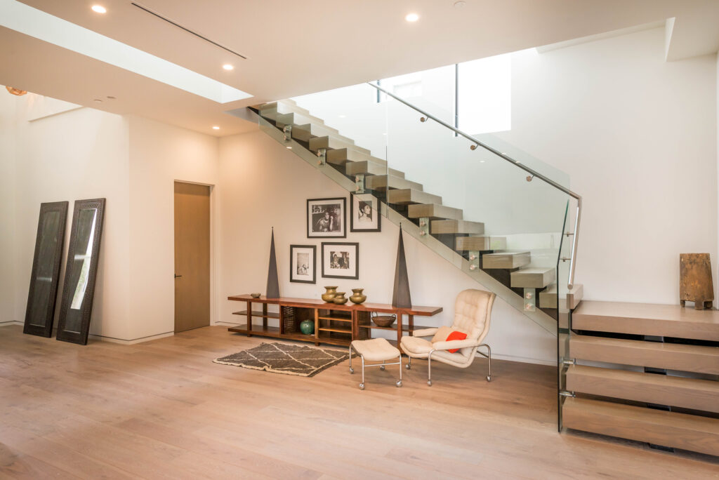 Modern staircase in stylish interior design.