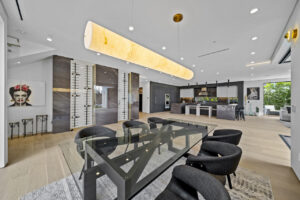 Modern spacious kitchen and dining interior design.