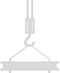 Crane hook lifting steel beam icon.