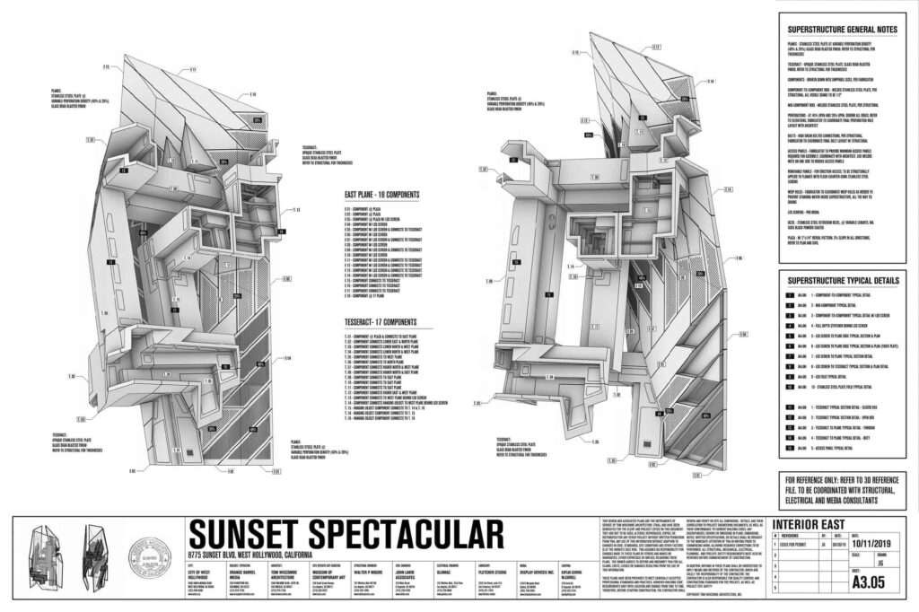 Architectural diagram of Sunset Spectacular structure.