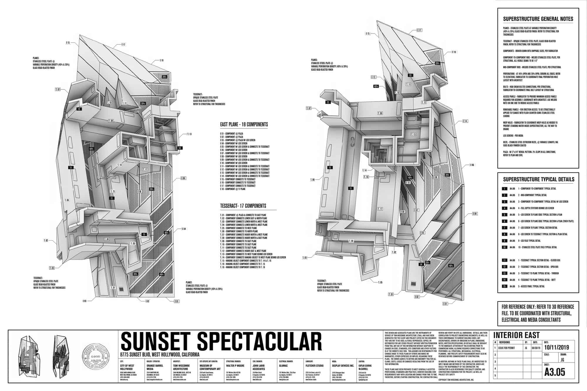 Architectural diagram of Sunset Spectacular structure.