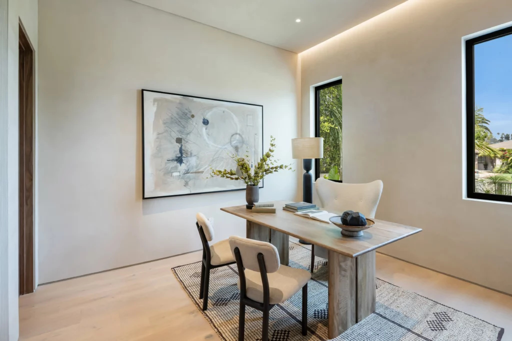 Stylish modern office with artistic wall painting