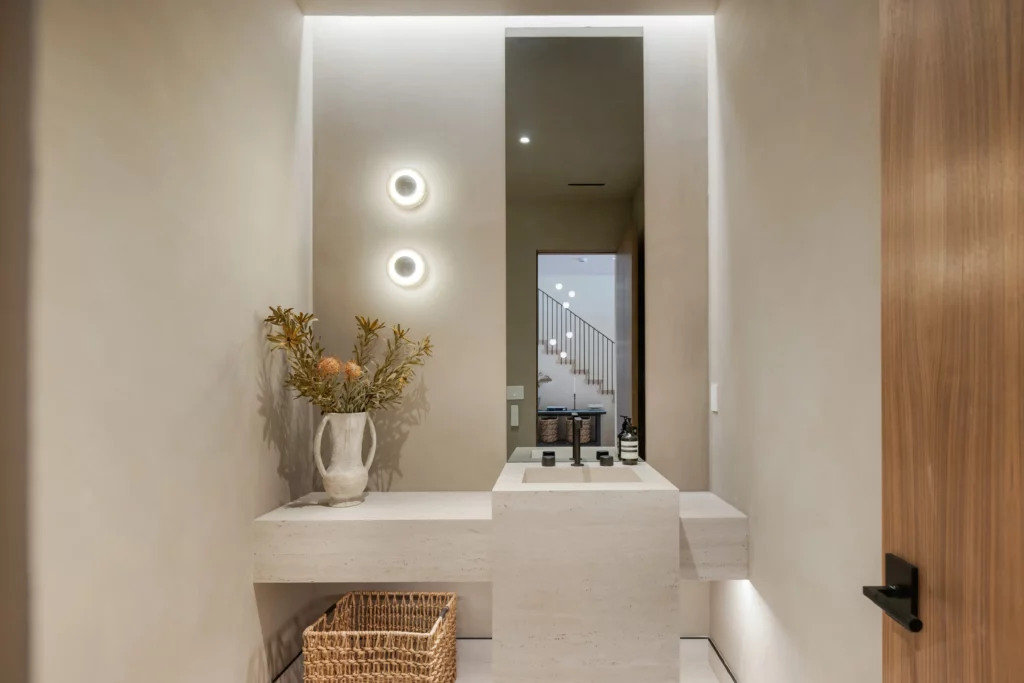 Modern hallway with decorative lights and minimal decor