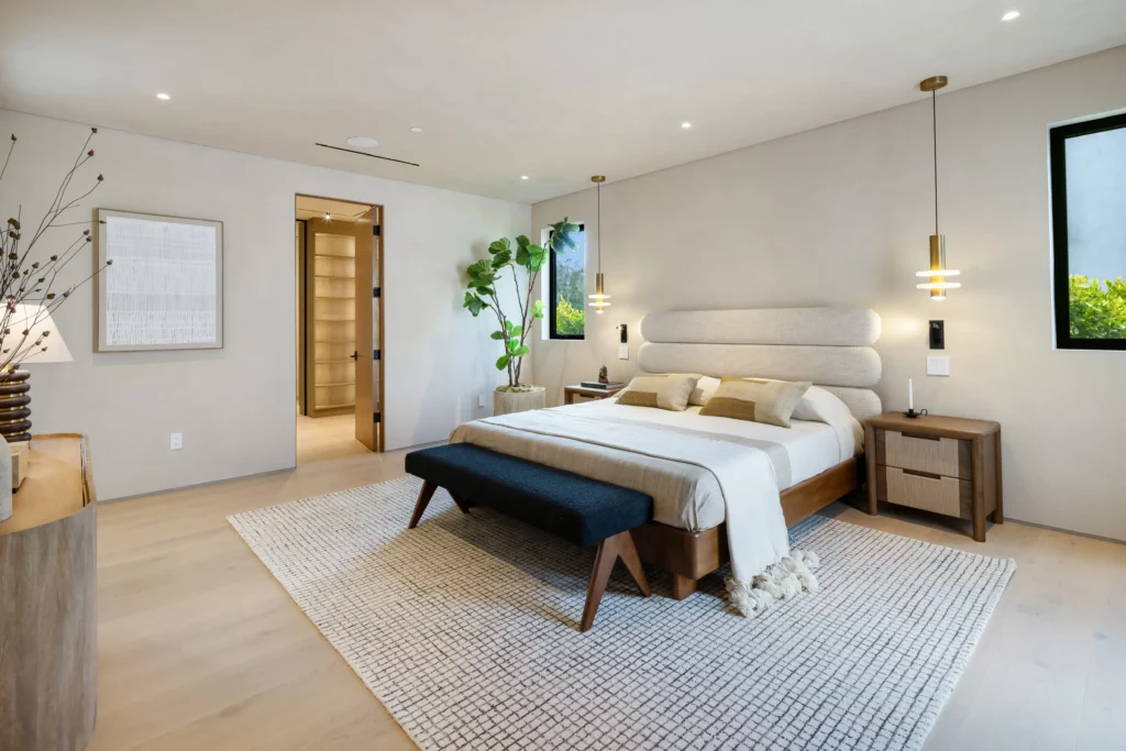 Elegant contemporary bedroom with stylish minimal decor